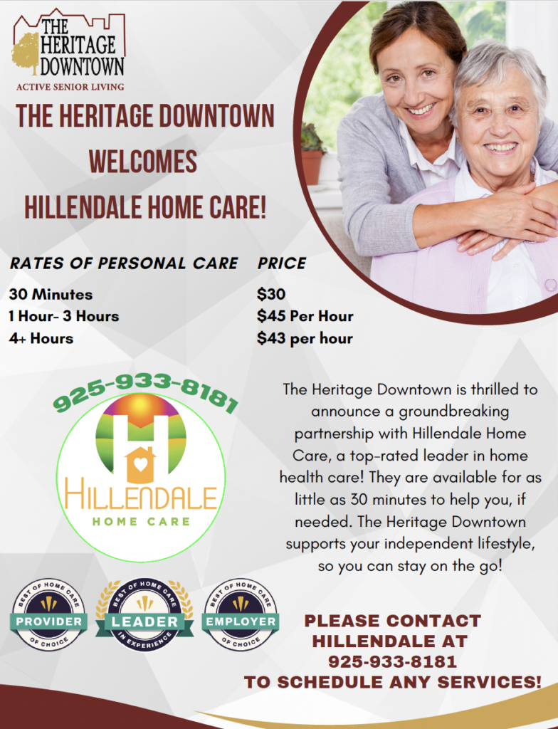 Hillandale Home Care flyer with pricing